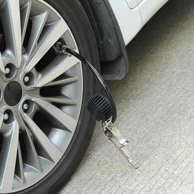 Tuankay Lock On Chuck Flexible Hose 0-220psi Tire Filler with Air Pressure Test