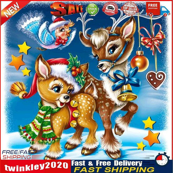 Full Drill Diamond Painting Kit Christmas Elk Rhinestone Handicraft Mosaic Newly