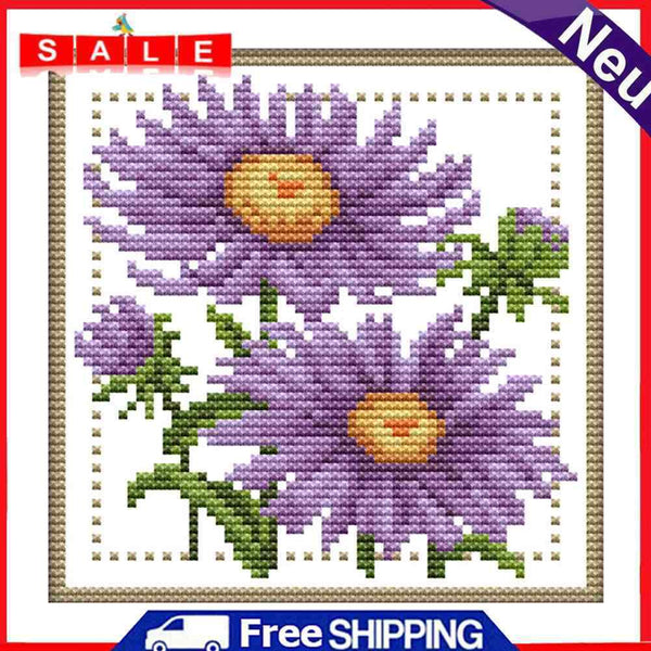 12 Months Flower DIY Cross Stitch 11CT Printed Embroidery Kits Home Decoration