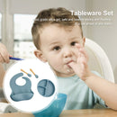 4pcs Silicone Tableware Kids Anti Slip Silicone Baby Feeding Set Bibs for Inf