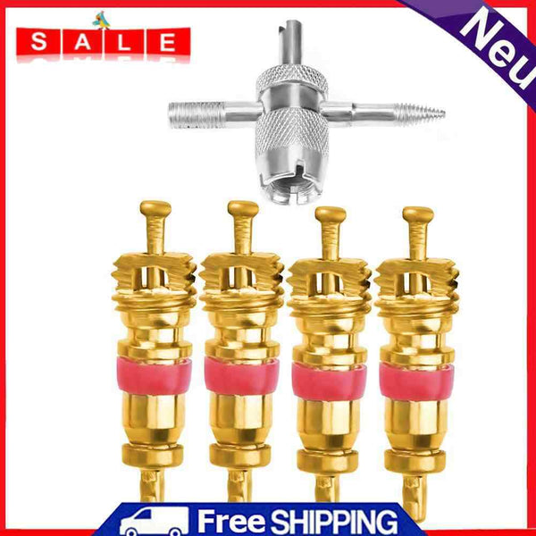 Occitop 4-Piece Car Tires A/C Schrader Valve Cores with 4-in-1 Tire Valve Vo