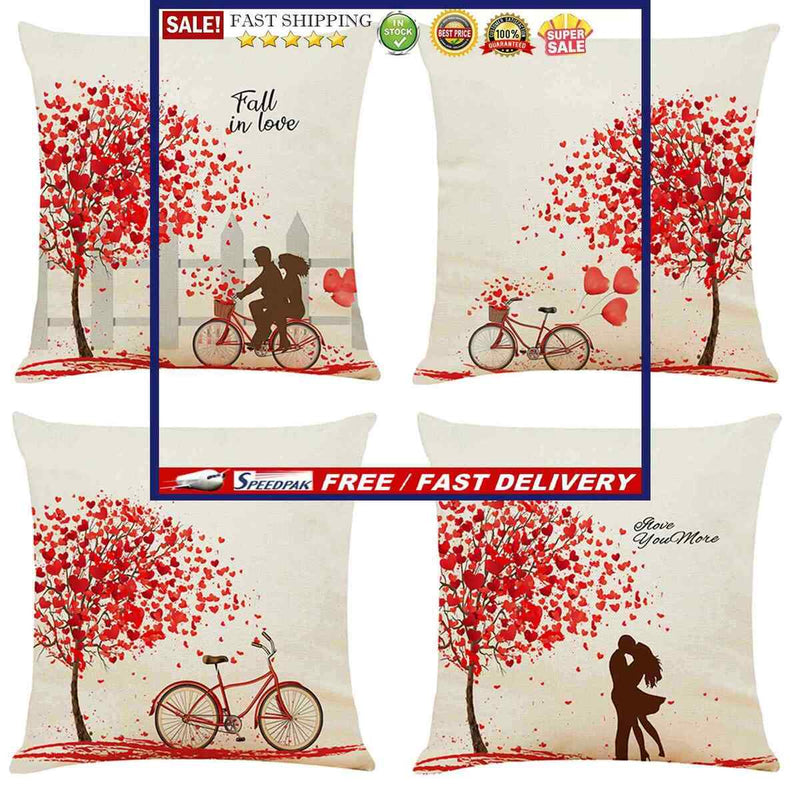 Pillow Covers - Set of 4 Valentines Day Throw Pillows Covers for Sofa Couch