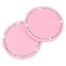 2pcs Car Universal Rhinestones Cup Coaster Anti-Slip Water Cup Pad (Pink)