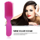 Nine Claw Comb Scalp Massage Brush Anti-static Hair Styling Comb (Rose)