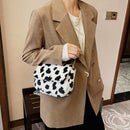 Autumn Plush Shoulder Purse Retro Women Animal Messenger Chain Bag (Cow)