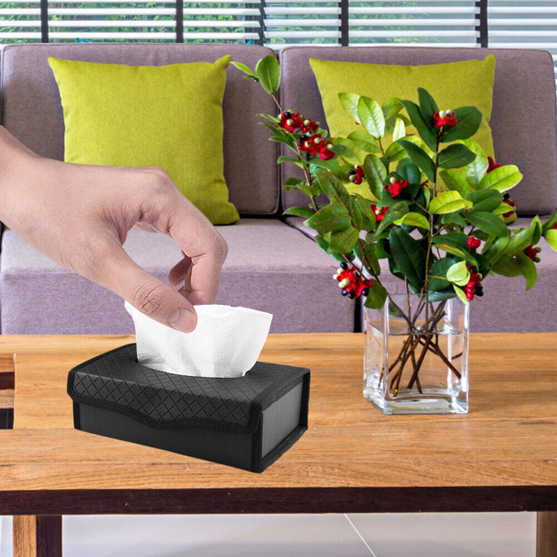 Car Tissue Box Large-capacity Auto Paper Towels Holder PU Leather for Office