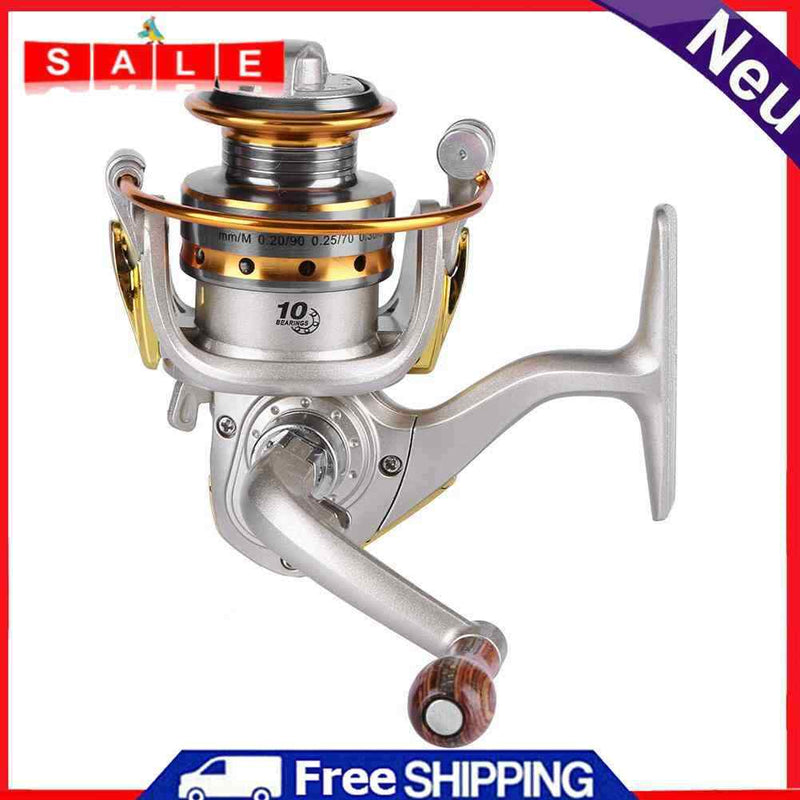 10 Ball Bearings Mini Fishing Spinning Reel Wood Handle Ice Skirt Wheel Tackle Carp On