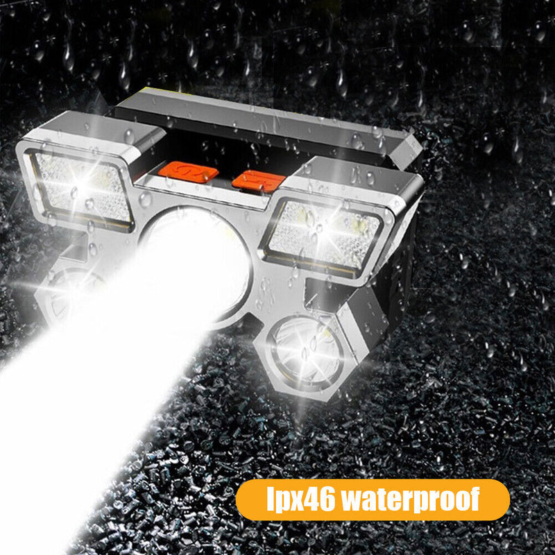 USB Rechargeable COB LED Headlamp Outdoor Waterproof Light with Chargers Adapter