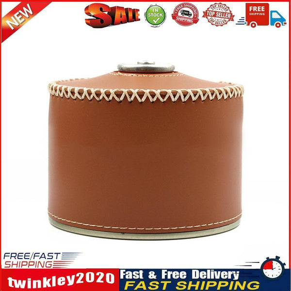 PU Leather Gas Canister Bag Cover LPG Fuel Can Protective Sleeve Brown (S) Newly