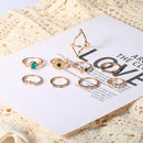 9pcs/Set Fashion Turquoise Ring Retro Rhinestone Knuckle Rings Jewelry Gift