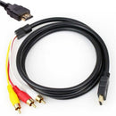 for TV HDTV DVD HDMI Male To 3 RCA Cable Adapter 1080P 5FT Audio Video AV Cord