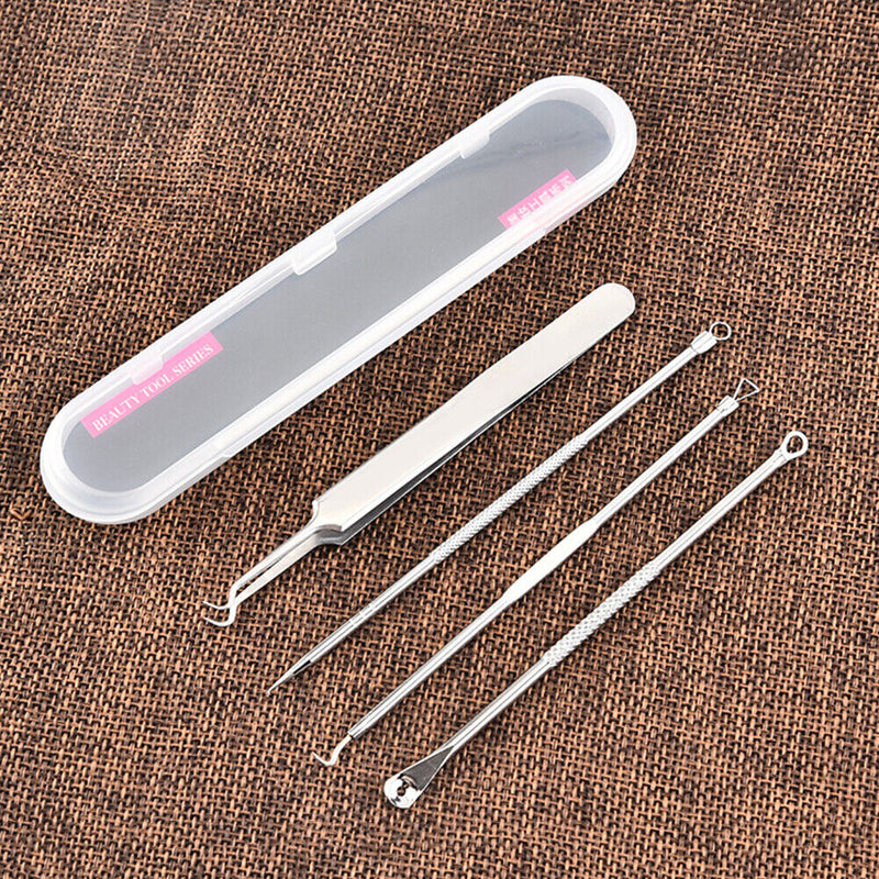 4pcs Black Dot Pimple Blackhead Remover Tool Needle Set Squeezing Acne Tool