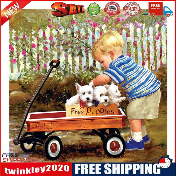 Frameless Oil Paint By Numbers Boy Car DIY Canvas Picture Craft for Home