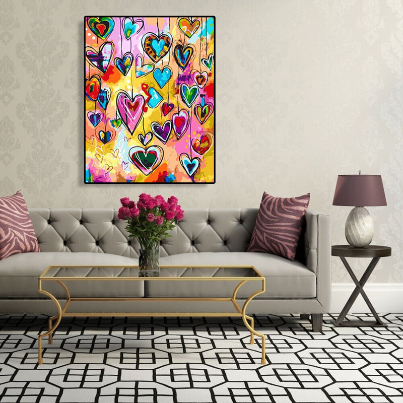 Painting By Numbers DIY Love Heart Canvas Oil Wall Picture for Living Room Kit