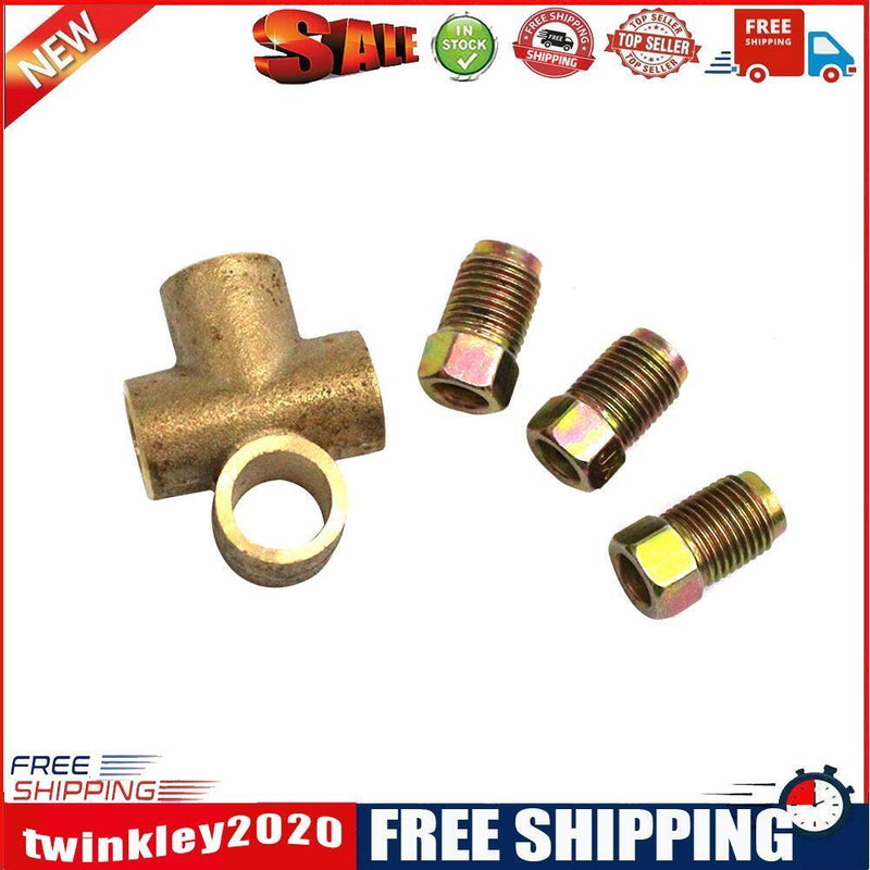 3 Way Tee Piece Brake T M10 Union + 3 Male Nuts for 3/16 inch Brake Pipe