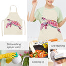 Kitchen Linen Apron Pink Turtle Painted Party Supply Cooking Cleaning Pinafore