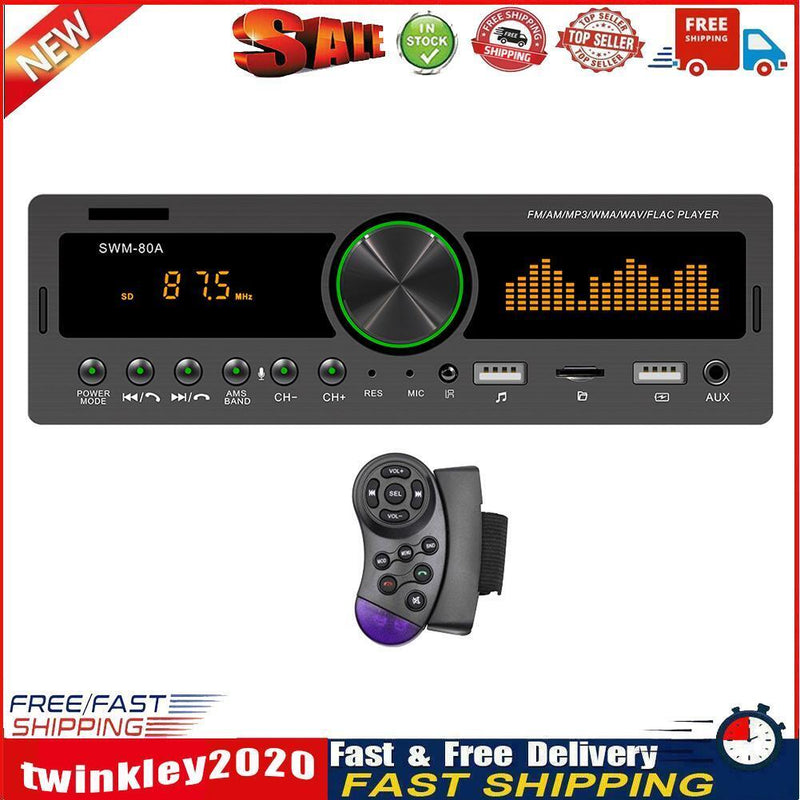 SWM-80A Car Radio BT TF USB AUX Locator Head Unit + Steering Wheel Remote Newly