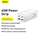 Baseus 65W GaN3 Pro Desktop Charger Power Strip Charging Station (White) Newly