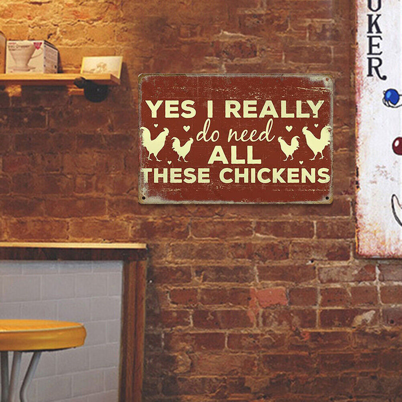 Retro Chicken Letters Metal Plate Painting for Bar Pub Tin Plaque Wall Sign