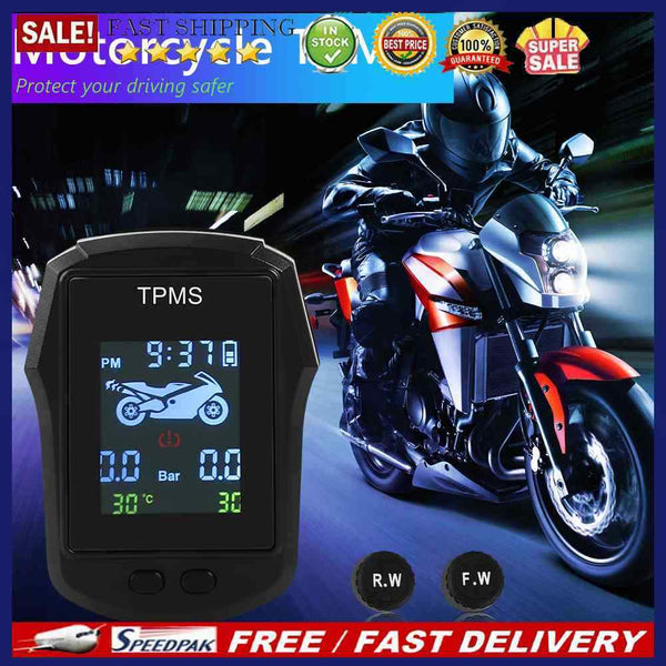 TPMS Waterproof Tire Pressure Monitor System Motorcycle with 2 External Sensors
