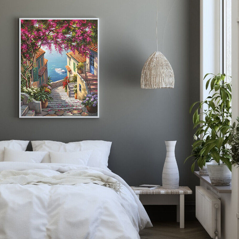 Seaside House Paint By Numbers Kit DIY Frameless Acrylic Picture On Canvas