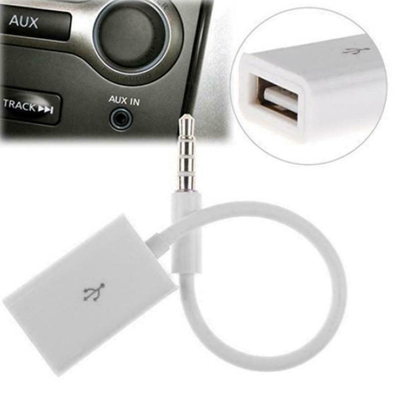3.5mm Male Audio AUX Jack Plug to USB 2.0 Female Converter Extension Cords X5O4
