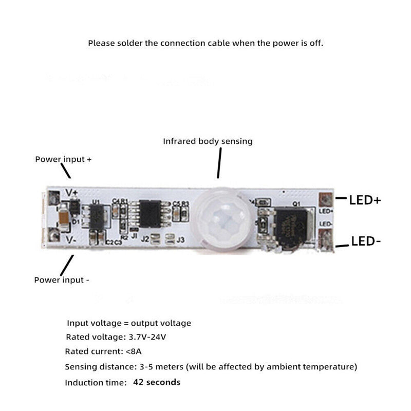 3.7V Human Body Infrared Sensor Kitchen Cabinet Light Circuit Board Switch