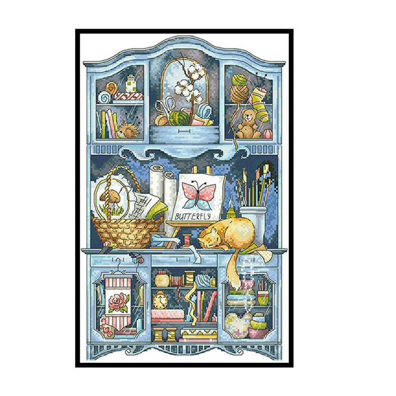 Partial Embroidery Set Cross Stitch Needlework Kit 14CT House Cabinet Artwork