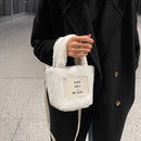 Female Fluffy Fashion Letters Top-handle Bag Winter Mobile Phone Shoulder Bag