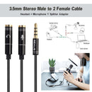 asiprop 3.5mm Male to 3.5mm Male Headphones + Microphone Audio Splitter K
