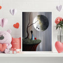 Hand Painted on Canvas DIY Girl Moon Oil Paint By Numbers Drawing Kit Craft