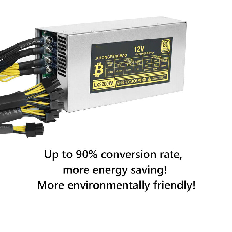 2200W Desktop Power Supply High Efficiency for BTC Bitcoin ETH Ethereum Mining