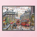 Partial Cross Stitch 14CT Cotton Thread DIY Street Handmade Stamped Needlework