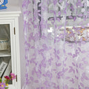 Chic Leaf Type Tulle Door Window Curtain Rural Leaf Design Curtain Purple