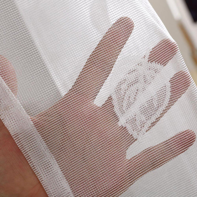 Leaf Print Tulle Voile Curtains Window Door Curtain for Living Room (White)