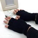 Stretch Elastic Knitted glove Half Finger Warm Fingerless Gloves Black handwear