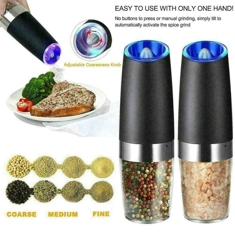 Electric-Auto Salt Pepper Mill Set Grinder Shaker Steel Y0H1 Kitchen Tool R2Y0