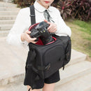Waterproof Camera Storage Shoulder Crossbody Bag Carrying Backpack (Black)