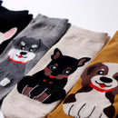 Casual Women Funny Art Cotton Ankle Socks Short Hosiery Cartoon Dog Pattern