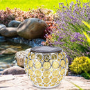 Solar LED Hollow Hanging Ball Light Outdoor Waterproof Garden Lamp (Yellow)