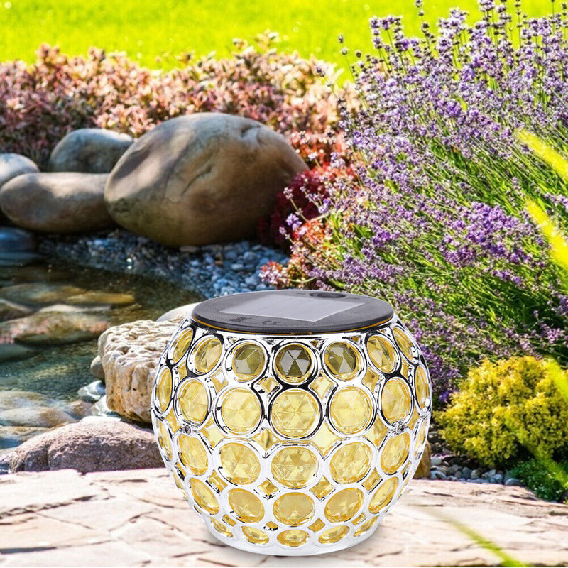 Solar LED Hollow Hanging Ball Light Outdoor Waterproof Garden Lamp (Yellow)