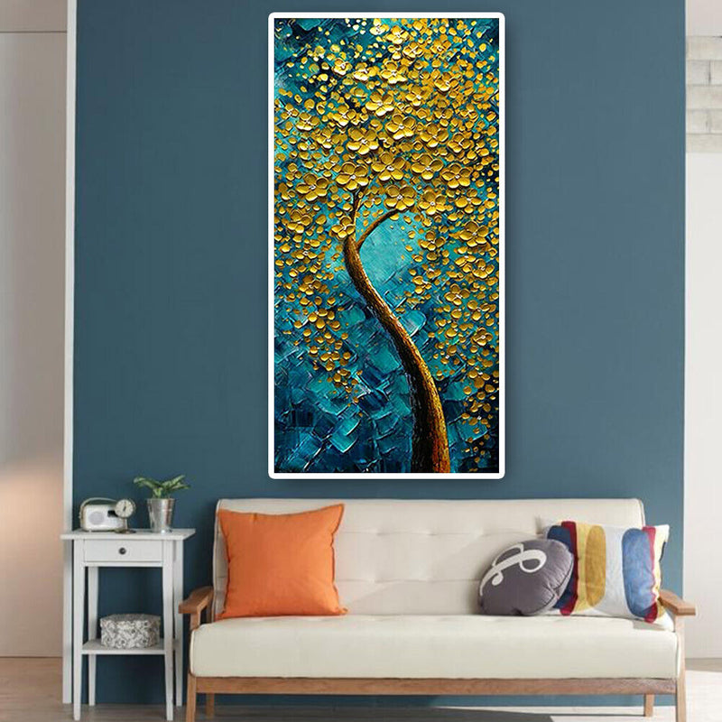 DIY Golden Flower Tree Diamond Painting Full Round Rhinestone Embroidery Mo