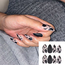 Girls Black Matte Fashion Stiletto With Glue Leopard False Nail Tips Full Cover