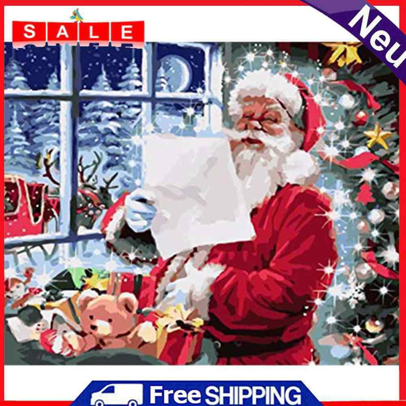 Santa Oil Paint By Numbers Canvas Christmas Drawing DIY Coloring Picture for Kid
