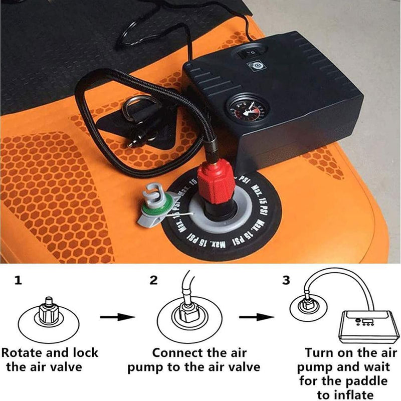 Paddle Board Valve Adapter Kayak Air Pump Converter with 4 Nozzles (Red)