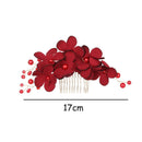 Crystal Romantic Bridal Clips Red Flower Hair Pin  Hair Combs Bridesmaid Tiara