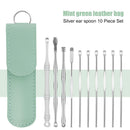 10pcs Ear Wax Pickers Wax Remover Stainless Steel Piercing Kits (Green) Newly