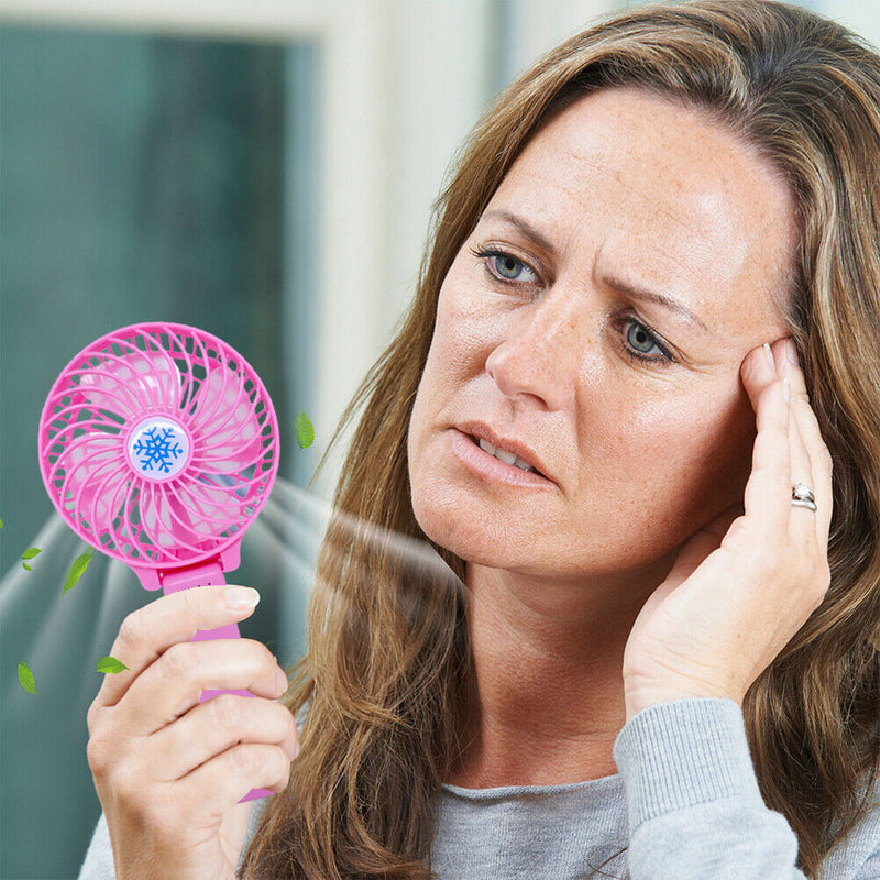 Folding Handheld Desktop Summer Cooling Fan for Travel Office Dorm (Pink)