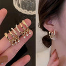 Trendy Women Jewellry Diamond Stud Sparkling Earrings Peal Ear Row Earrings
