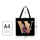 Alphabet flowers Printed Shoulder Shopping Bag Casual Large Tote Handbag W